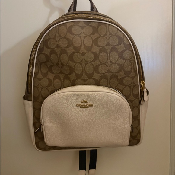Coach Signature Brown and Cream Backpack - Picture 1 of 2